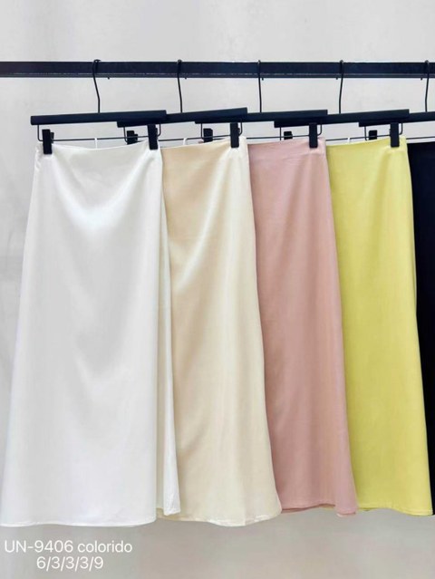 Saia de cetim longa trás com elástico importado pedro ji