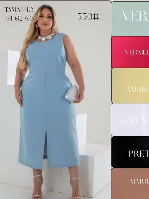 Vestido Midi alfaiataria plus size #550