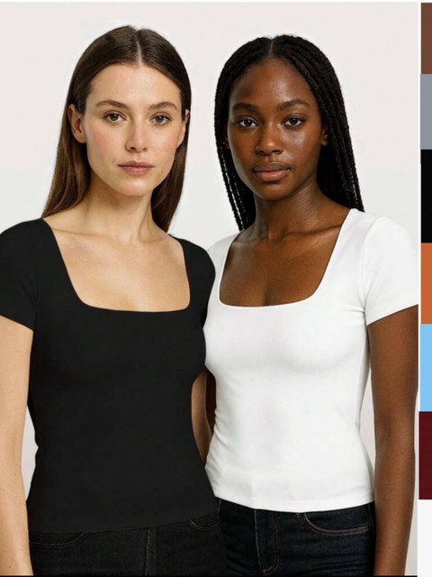 Blusa suplex com manga e decora quadrado