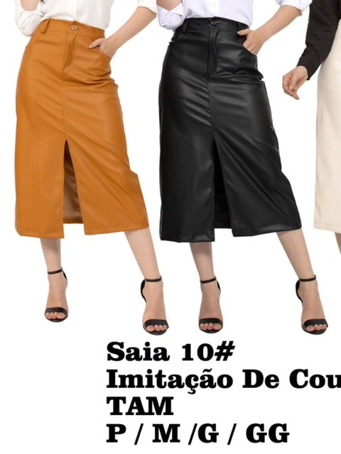 PROMOÇÃO Saia Midi Com Fenda