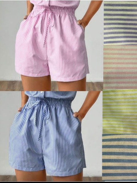 Shorts listrado tricoline feminino