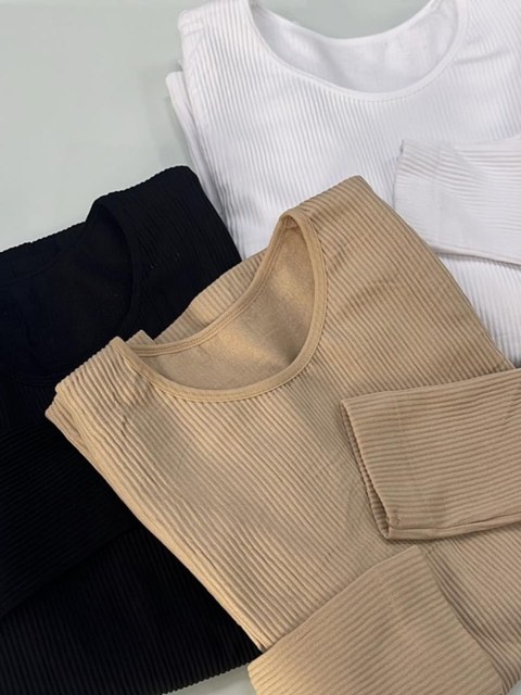 Blusa manga longa canelada flanelado