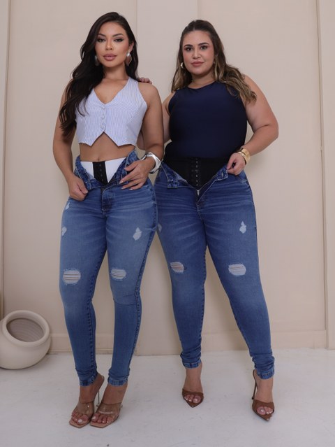 Calça Jeans Feminina Lipo Shape Skinny com Elastano Premium 2293