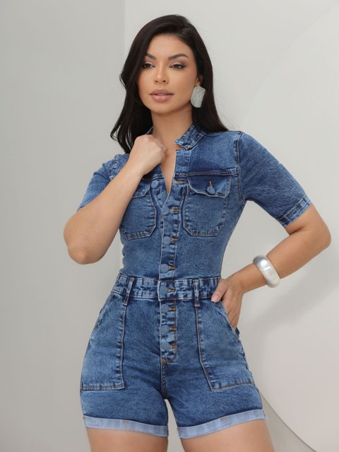 Jardineira Jeans com Elastano Linha Premium 4054