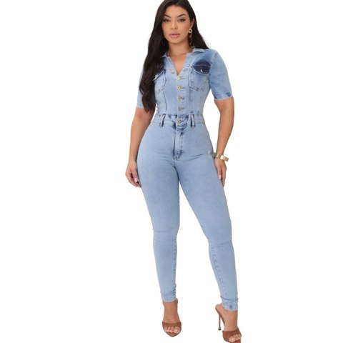 Macacão de manga Curta Com Elastano Premium Modelador 7031