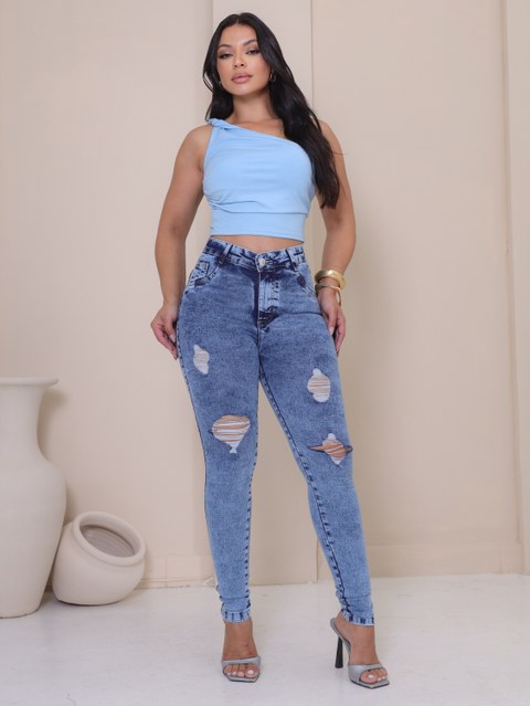 Calça Jeans  Skinny Com Elastano Premium Alta 2287