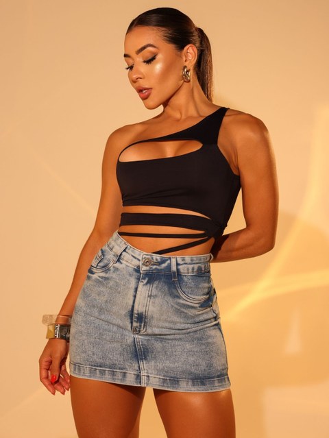 Saia Jeans Feminina Com Elastano Premium 3037