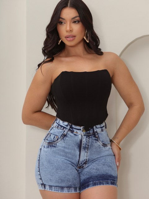 Short Jeans Feminino Com Elastano Premium 5117