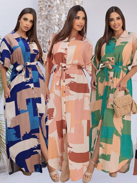 Vestido Chemise Feminino ESTAMPADO