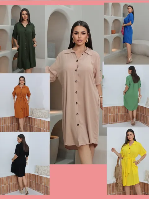 Vestido Chemise Curto Liso Moda Verão