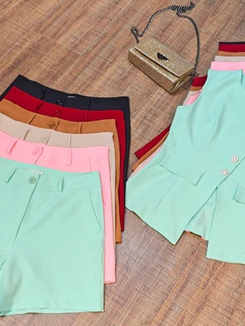 Conjunto Colete e shorts tecido Twil