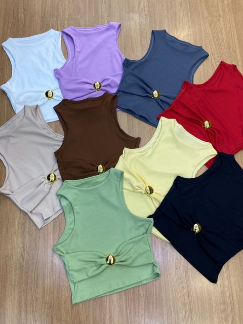 Regata Ribana feminina com detalhe dourado