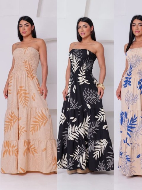 Vestido longo Crepinho Floral