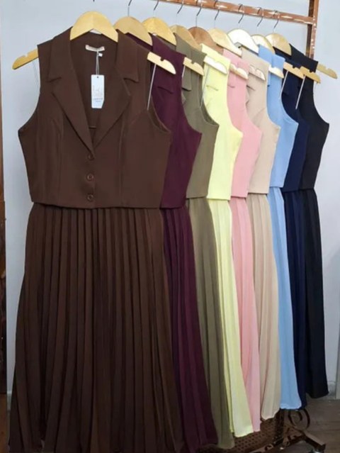 Conjunto Saia Plissada twill Alfaiataria XY-573