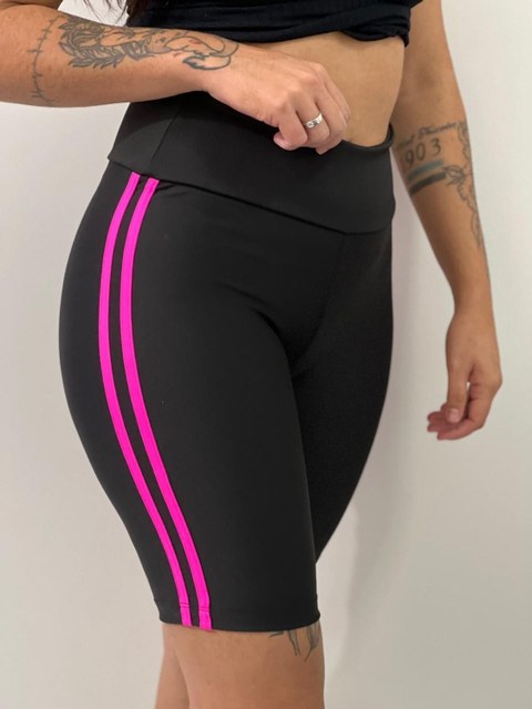 Bermuda Academia com listra colorida tecido suplex