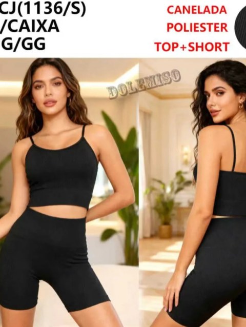 Conjunto Academia Microfibra só Preto CJ(1136/S)