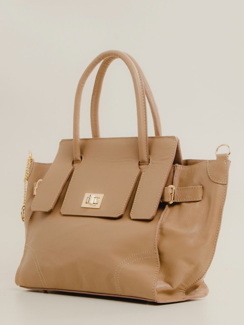 Bolsa em couro com fecho dourado 10850278