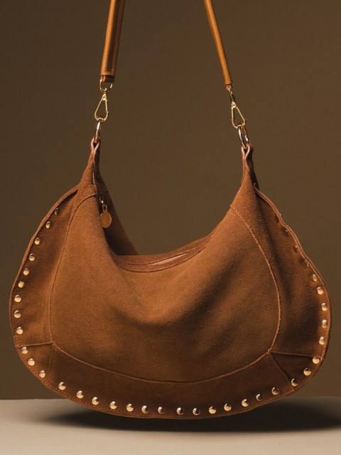 bolsa boho em couro camurça ombro 10350238