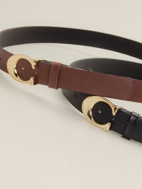 Cinto em couro com fivela dourada 20953991