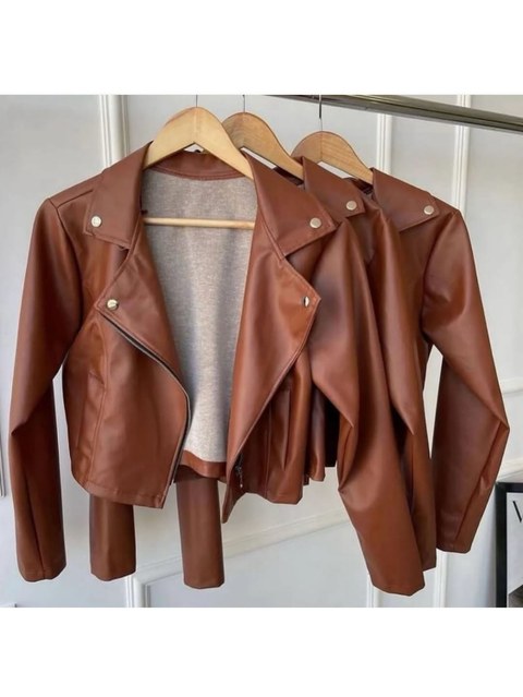 Blusa Jaqueta couro fake  manga longa inverno