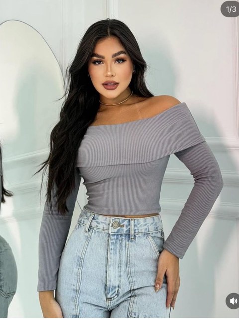 Blusa cigana canelada manga longa outono inverno