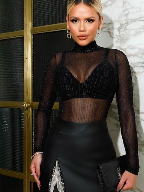 Blusa Body pérola  manga longa inverno