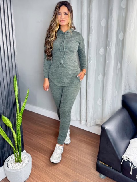 Conjunto lãzinha  manga longa inverno