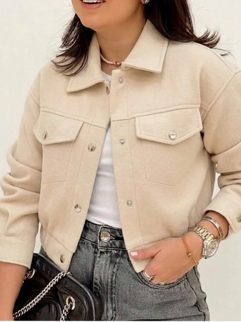 Casaco jaqueta suede manga longa