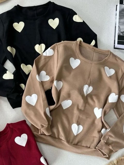 Blusa coração Moletinho inverno manga longa