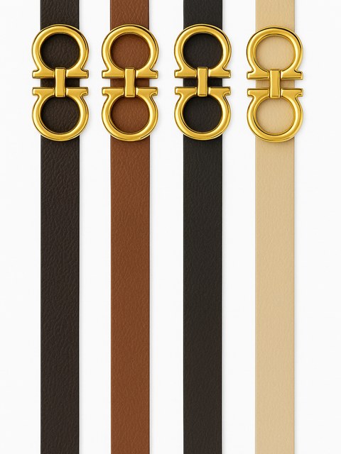 Kit 4 Cintos femenino com fivela dourado modelo oito