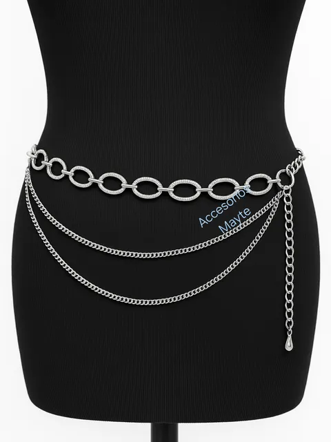 Cinto corrente oval com dois correntes pildurado