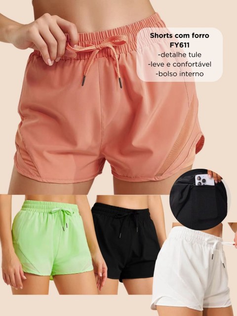 Shorts detalhe tule e forro com bolso FY611