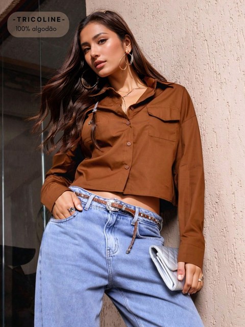 Camisa feminina tricoline algodao