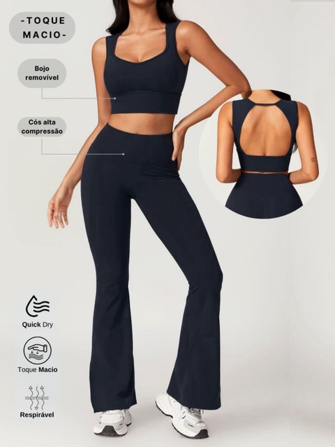Conjunto fitness top bojo removível e calça Bailarina MT103