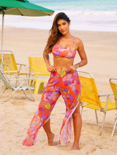 Conjunto biquíni calça tule 3325
