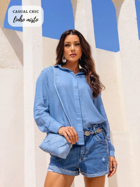 Camisa oversized linho misto YY28