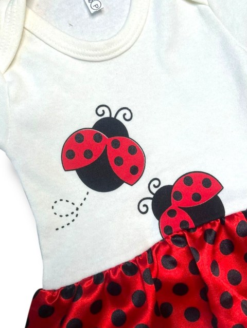 Body Bebê Joaninha Fantasia Mesversário Menina Fofo