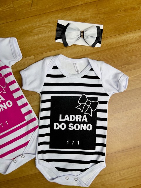 Body Bebê Ladra de Sono Frase Divertida Mesversário