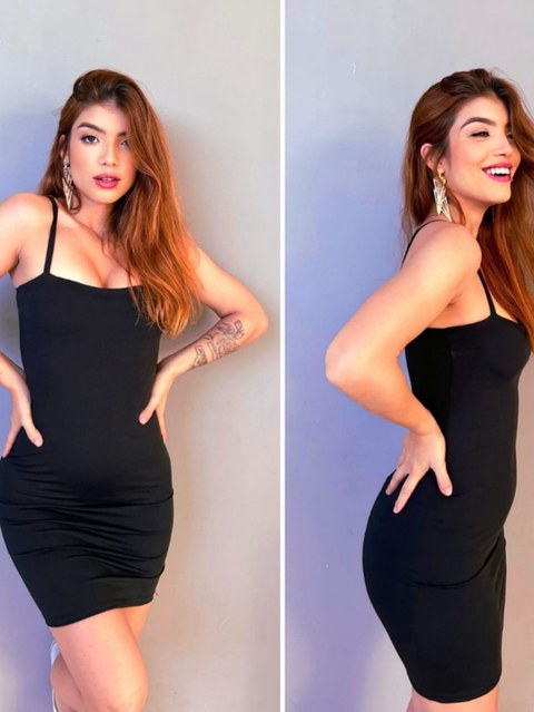 Vestido básico alcinha decote reto suplex com bojo