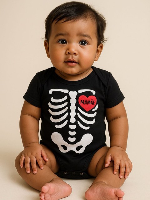 Body Bebê Esqueleto Fantasia Infantil Festa Mesversário