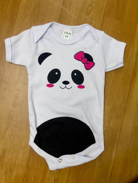 Body Bebê Pandinha Menina Fantasia Mesversário Fofo