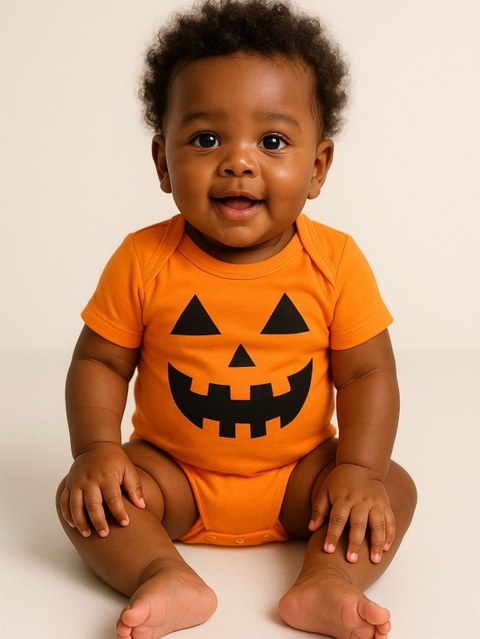 Body Bebê Abóbora Laranja Fantasia Halloween Mesversário