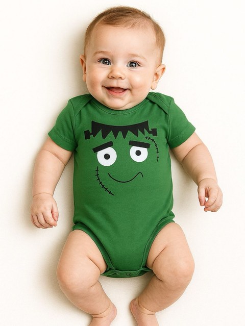 Body Bebê Frankenstein Fantasia Halloween Mesversário