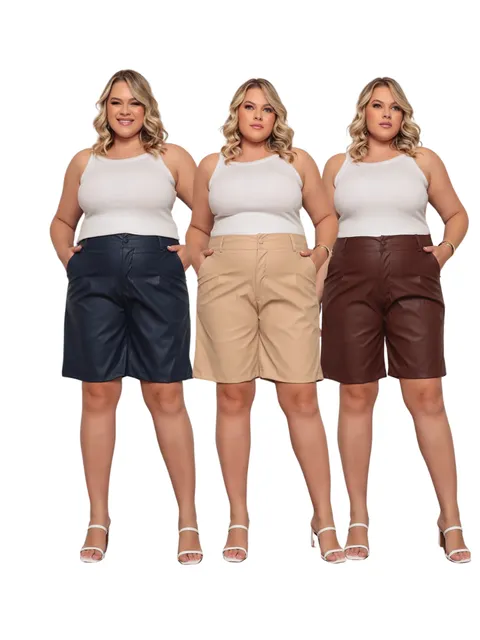 (Bermuda Couro Plus Size)**