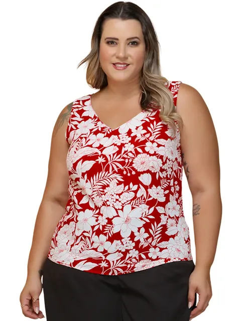 (Blusa Decote V Plus Size Feminina)**