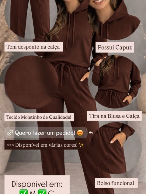 CONJUNTO MOLETINHO COM CAPUZ E BOLSO