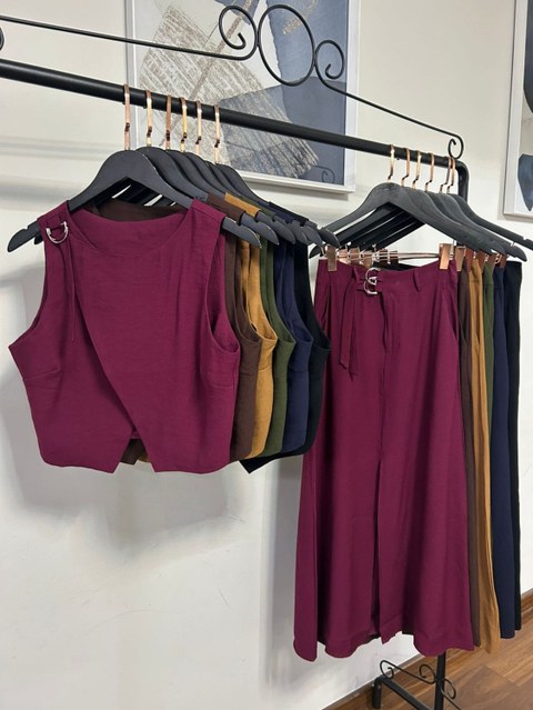 con085# Conjunto de marrante croped com saia longo