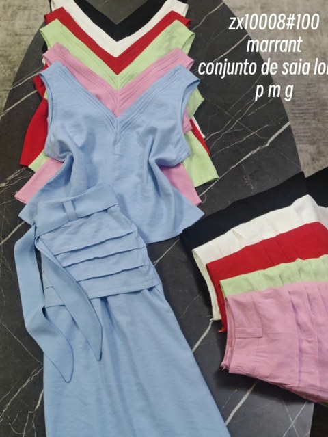 zx10008#100 Conjunto de marrant regata com saia longa