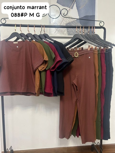 088# conjunto marrant blusa manga curto com calça