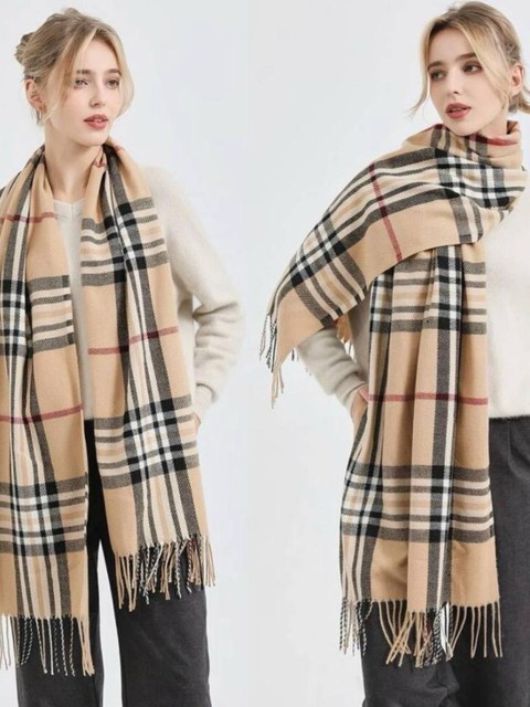 Cachecol de caxemira xadrez fino Cachecol adulto unissex